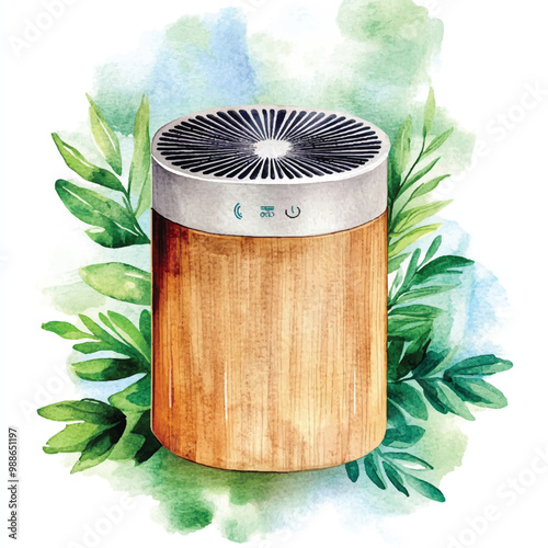 Air purifier watercolor clipart illustration isolated