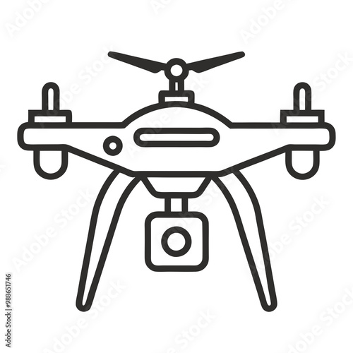 Drone Camera Line Art Vector Illustration White Background