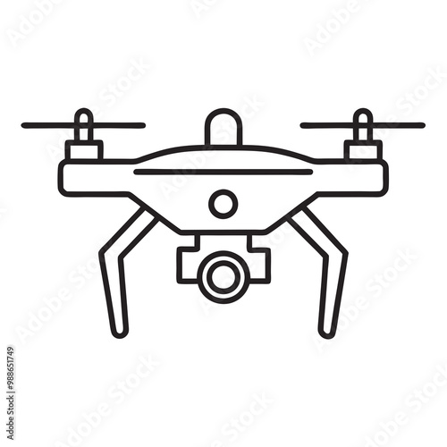 Drone Camera Line Art Vector Illustration White Background