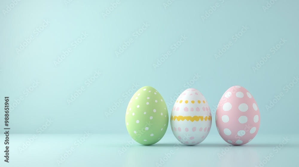 Pastel Polka Dot Easter Eggs in Minimal Spring Studio Setup Pastel Polka Dot Easter Eggs in Minimal Spring Studio Setup
