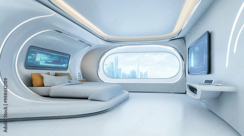 Futuristic Minimalist Interior Design of Advanced Transportation Cabin
