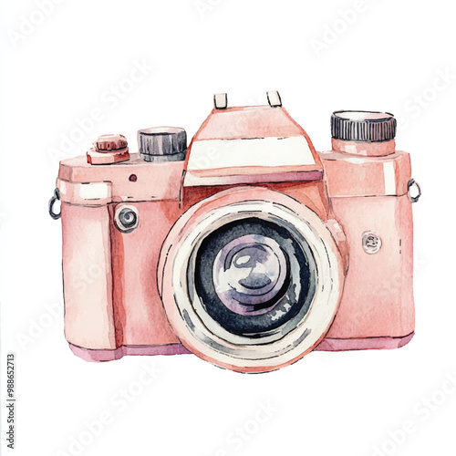camera watercolor clipart illustration isolated