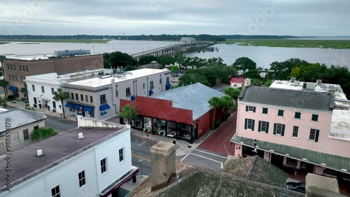 rooftop aerial view downtwon beaufort sc, south carolina photo