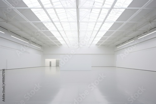 A white large art Exhibition architecture building floor.