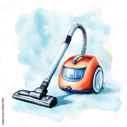 Vacuum cleaner watercolor clipart illustration isolated