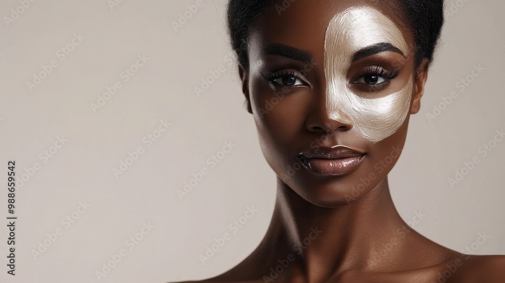 Radiant Beauty - Contrast of Health and Masked Elegance in 30s African American Woman's Complexion Radiant Beauty - Contrast of Health and Masked Elegance in 30s African American Woman's Complexion
