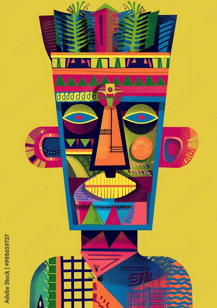 Fototapeta premium Abstract Tribal Art Illustration With Geometric Patterns