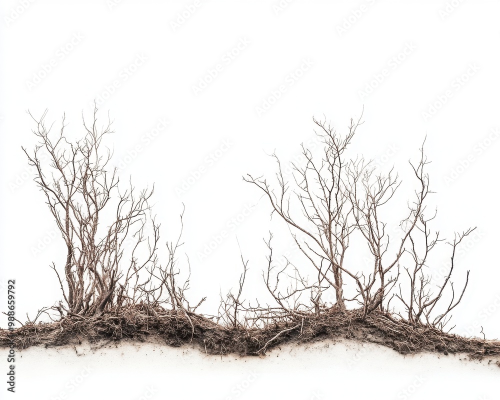 Fototapeta premium Dead branches on a white isolated background.