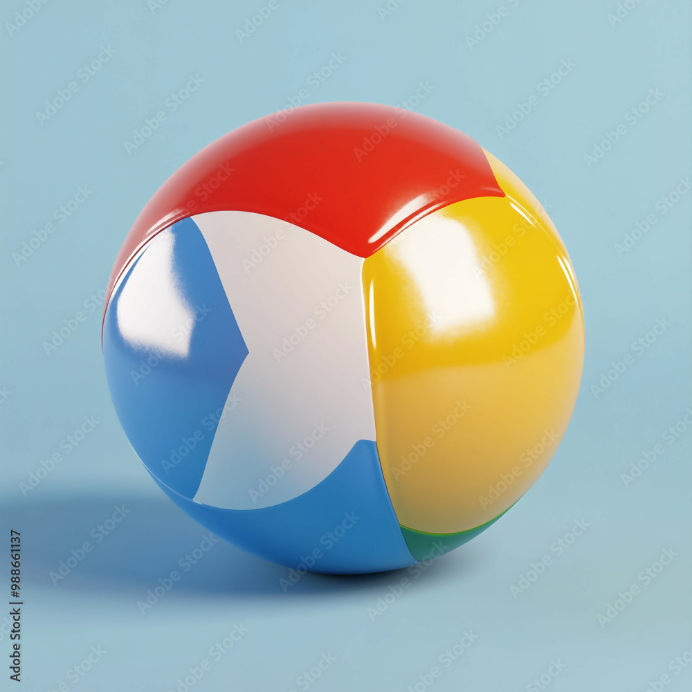 3D Beach Ball Icon: Fun Beach Toy Illustration Logo 3D Beach Ball Icon: Fun Beach Toy Illustration Logo