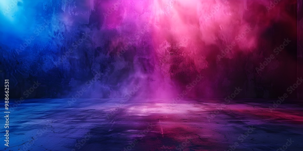 Obraz premium The dark stage shows empty dark blue purple pink background 