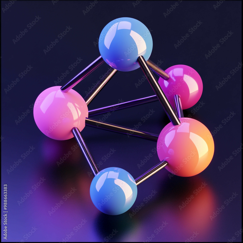 Fototapeta premium 3D Hub Icon: Centralized Network Connections Illustration Logo
