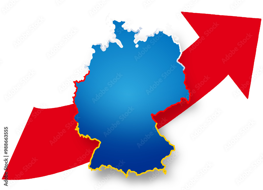 Obraz premium map of Germany outline simplified as the style of the AFD in german language: Alternative für Deutschland, as the politicial presidential elections of Germany named in german Bundestagswahl 