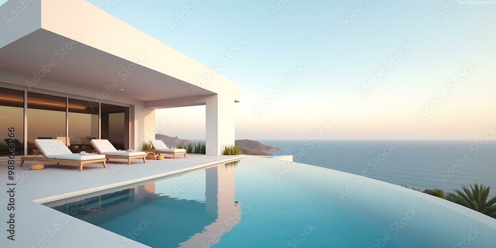 Fototapeta premium Modern Infinity Pool Overlooking The Ocean
