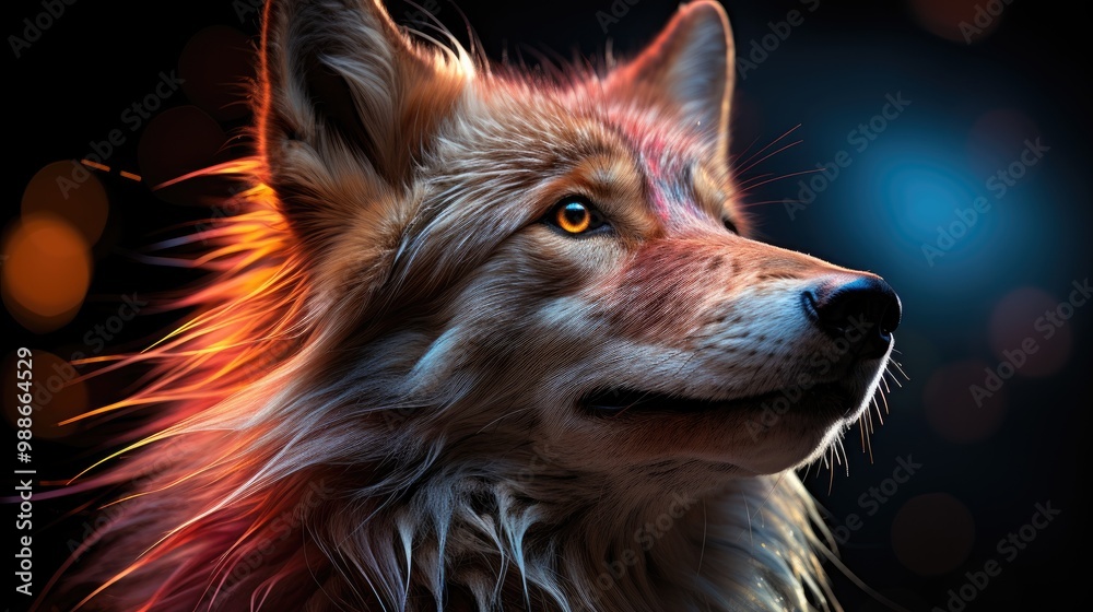Digital abstract image of beautiful wolf head Digital abstract image of beautiful wolf head