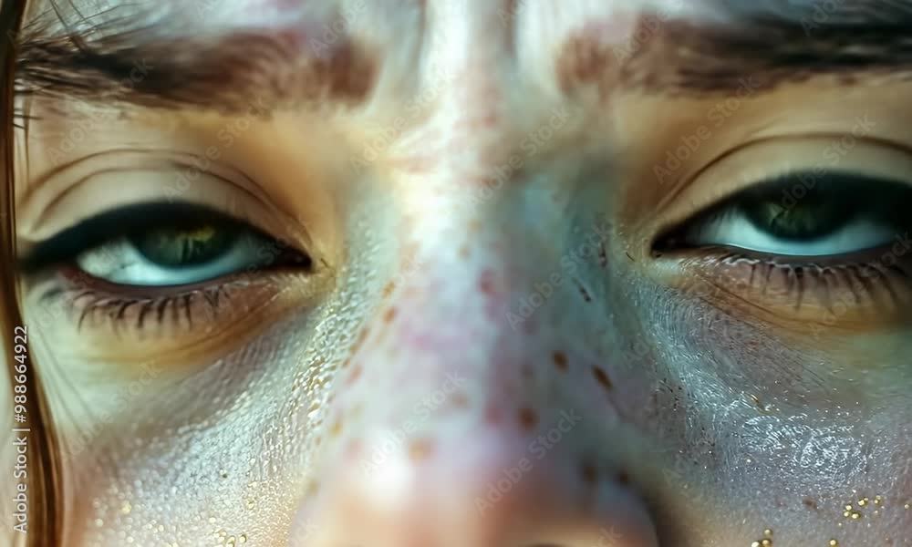 A woman with green eyes and a red nose 4K Video A woman with green eyes and a red nose 4K Video