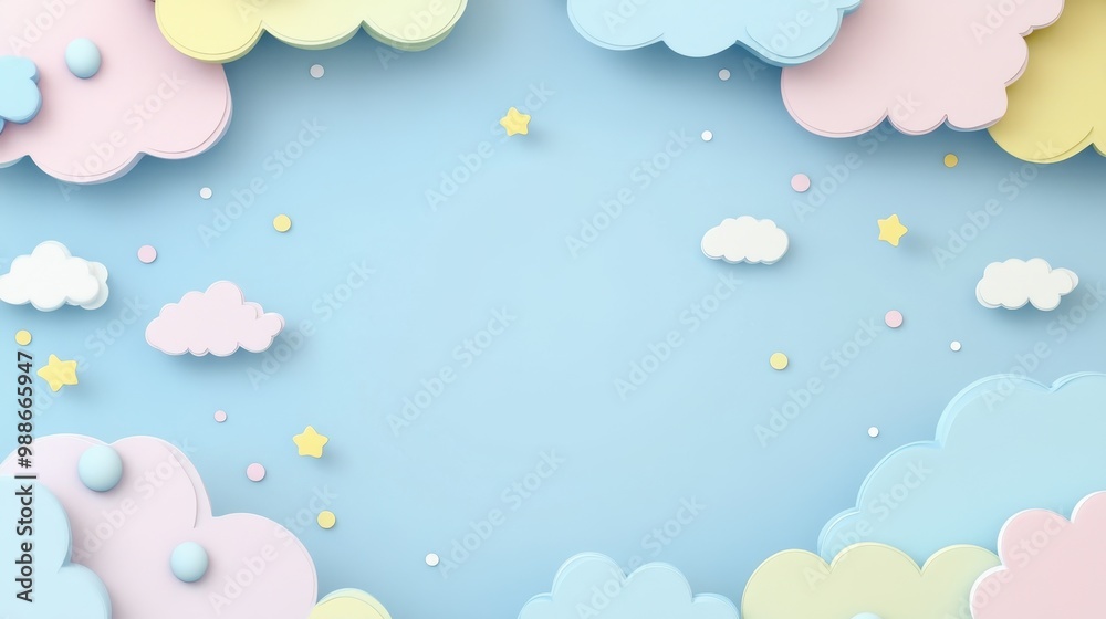 Whimsical Pastel Cloud Background with Copyspace Whimsical Pastel Cloud Background with Copyspace