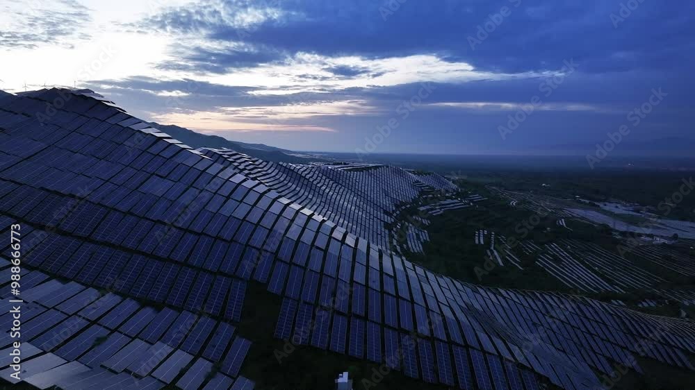 view of solar power panels on hill