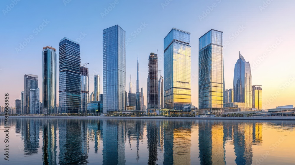 Majestic Cityscape Reflected in Tranquil Waters Majestic Cityscape Reflected in Tranquil Waters