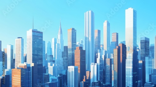 Majestic Cityscape: Towering Skyscrapers Reaching for the Sky