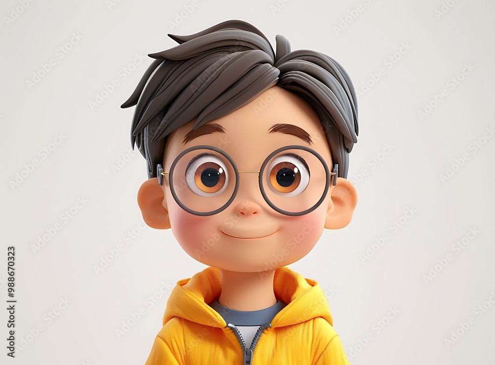 Smiling Cartoon Boy with Glasses Smiling Cartoon Boy with Glasses