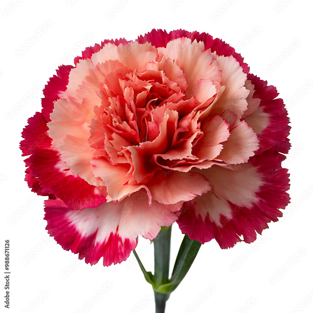 Elegant Carnation Flower with Ruffled Petals in Soft Pink and Red Tones, Isolated on a Transparent Background, Highlighting Its Intricate Petal Details and Classic Floral Beauty, Ideal for Layered Des Elegant Carnation Flower with Ruffled Petals in Soft Pink and Red Tones, Isolated on a Transparent Background, Highlighting Its Intricate Petal Details and Classic Floral Beauty, Ideal for Layered Des