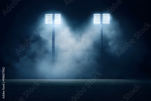 Night Stadium Lights with Fog