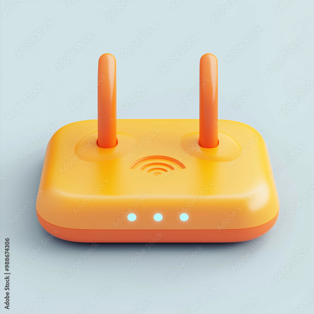 3D Router Icon: Central Network Connection Illustration Logo 3D Router Icon: Central Network Connection Illustration Logo