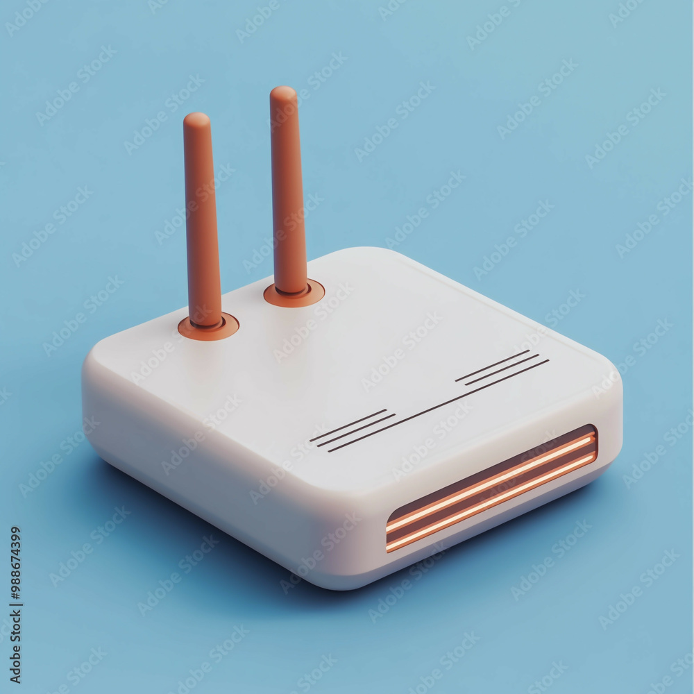 3D Router Icon: Central Network Connection Illustration Logo