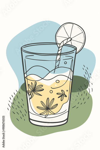 Ocean glass of drinks vector 