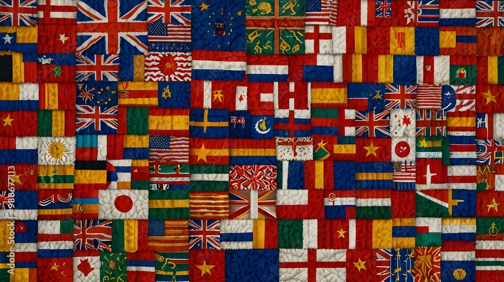 Fototapeta premium Patchwork of National Flags