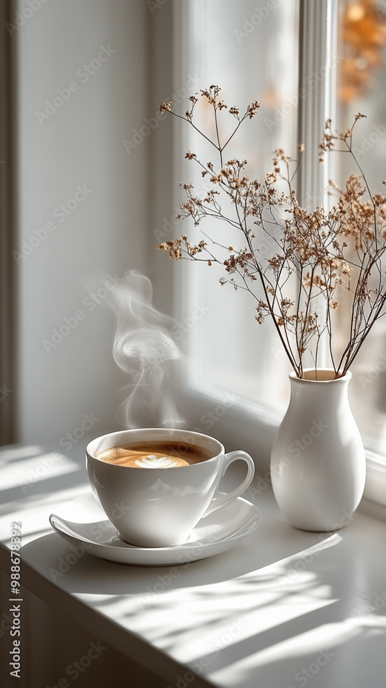 Concept of calm and relaxation, as the warm coffee Concept of calm and relaxation, as the warm coffee