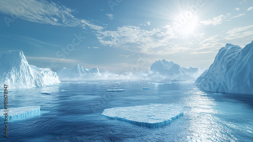 iceberg in the sea, The polar ice caps are melting