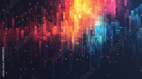 Abstract digital background with vibrant colors and geometric shapes. A futuristic and dynamic design.