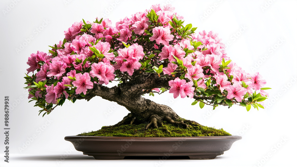 beautifully crafted Japanese bonsai tree adorned with vibrant pink azalea flowers, showcasing intricate details and lush green foliage. This stunning piece embodies tranquility and natures artistry beautifully crafted Japanese bonsai tree adorned with vibrant pink azalea flowers, showcasing intricate details and lush green foliage. This stunning piece embodies tranquility and natures artistry