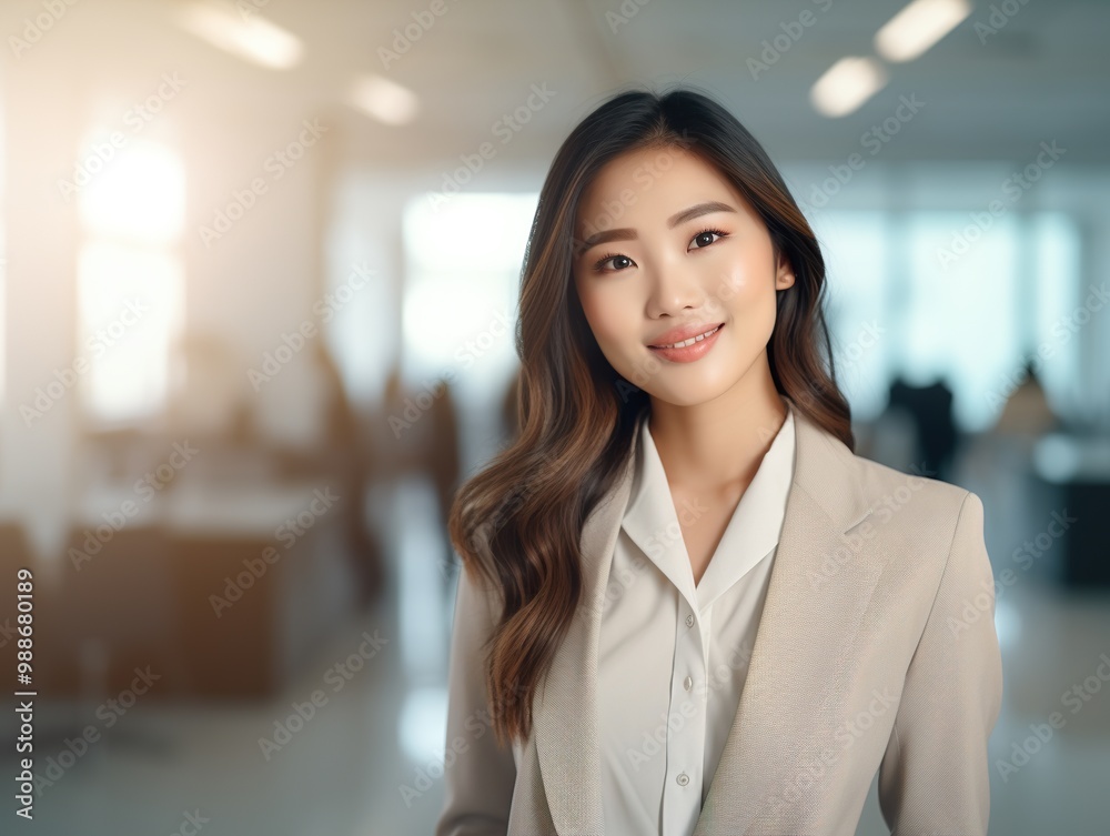 Naklejka premium Portrait Attractive Asian young confident business woman in business professional working office