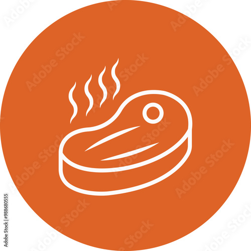 Grilled Meat line circle icon