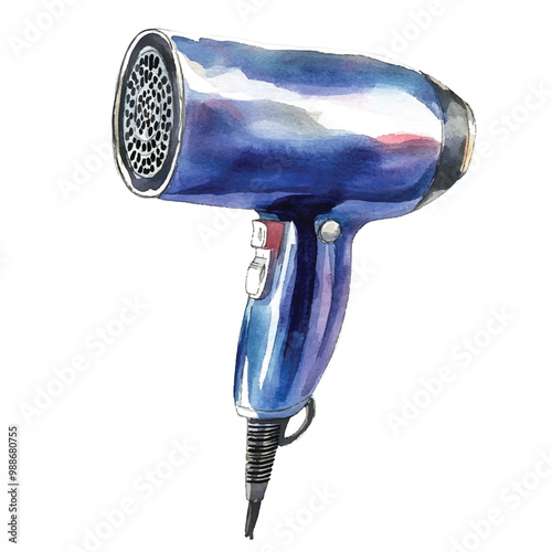 Hair dryer watercolor clipart illustration isolate