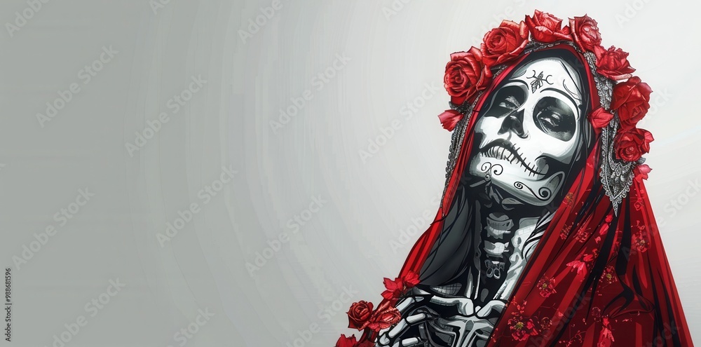 Santa Muerte's Serenity. Devotion to the Saint of Death concept Santa Muerte's Serenity. Devotion to the Saint of Death concept