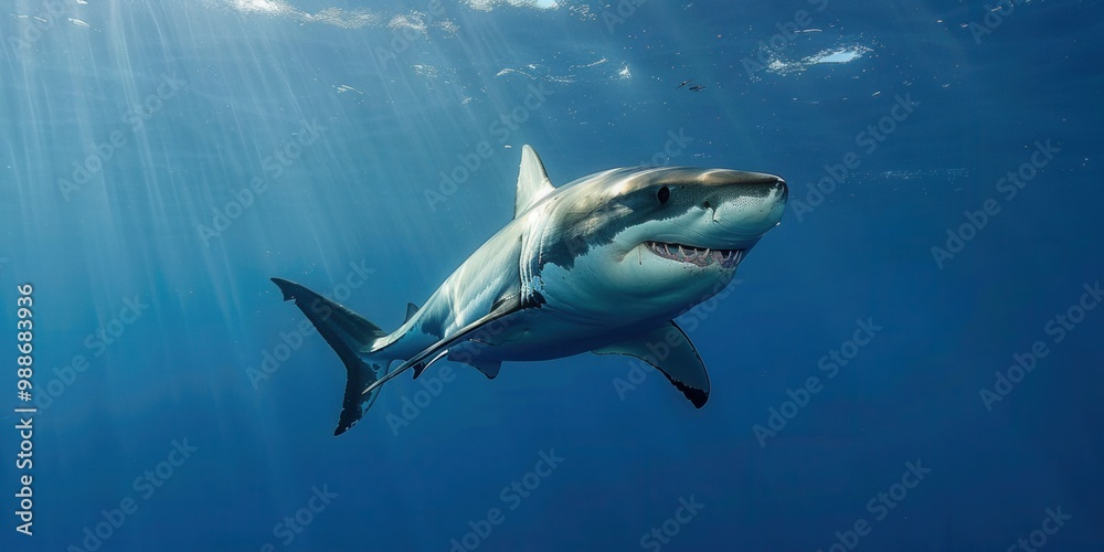 Obraz premium Majestic Shark Swimming in the Deep. Underwater Adventure concept