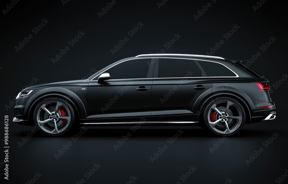 Black car on a black background. Black car on a black background.