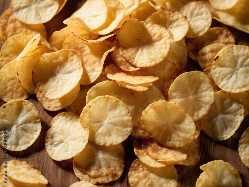 Crispy potato chips served in bowls with a variety of dips on a wooden table, perfect for snack and food advertisements. Crispy potato chips served in bowls with a variety of dips on a wooden table, perfect for snack and food advertisements.
