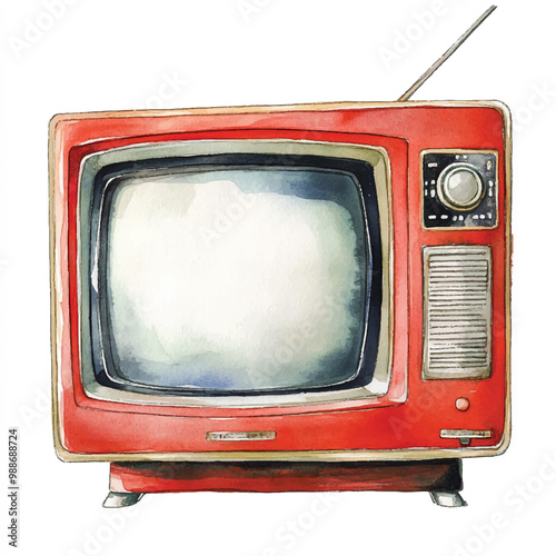 Television watercolor clipart illustration isolate