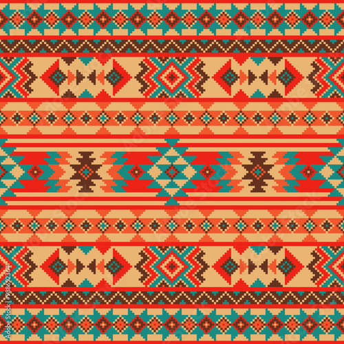 Geometric tribal pattern,Traditional native american design, Navajo ornament.