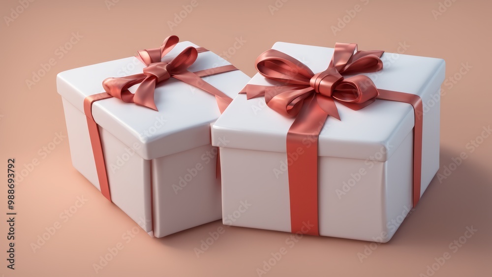 Obraz premium red gift box with ribbon