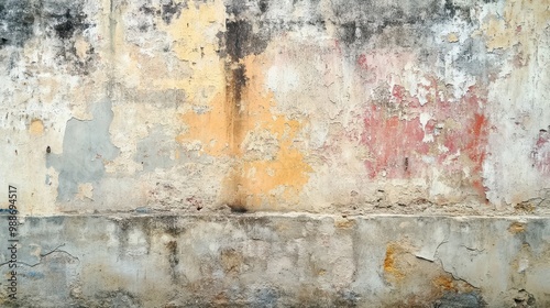 Weathered Concrete Wall with Vibrant Paint Textures