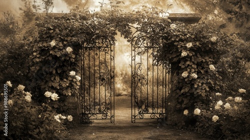 Enchanting Floral Archway in a Bygone Era photo