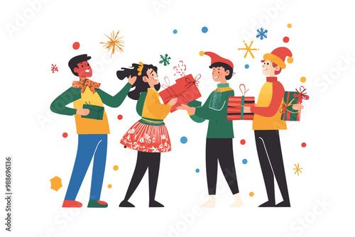 Festive Party Vector Illustration with Firecrackers