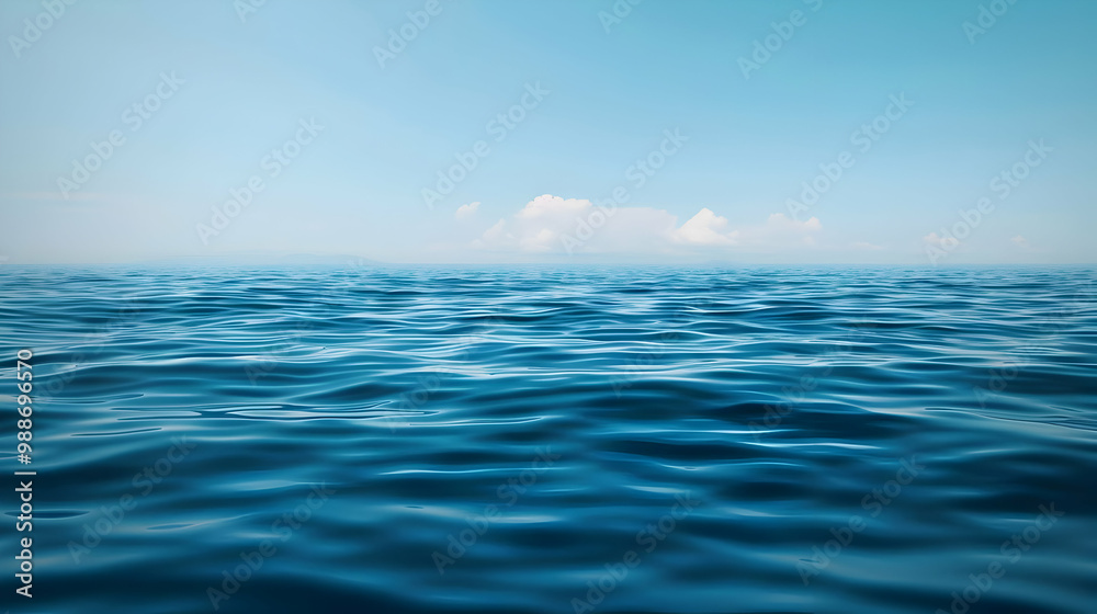 Tranquil Ocean Surface with Blue Sky and Clouds Tranquil Ocean Surface with Blue Sky and Clouds