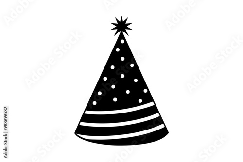 Party hat vector. Birthday hat clipart. Birthday element. Flat vector in cartoon style isolated.