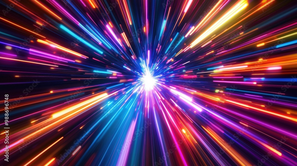 Vibrant Lights Streaking Through Space Creating a Hypnotic Effect of Speed and Motion Vibrant Lights Streaking Through Space Creating a Hypnotic Effect of Speed and Motion